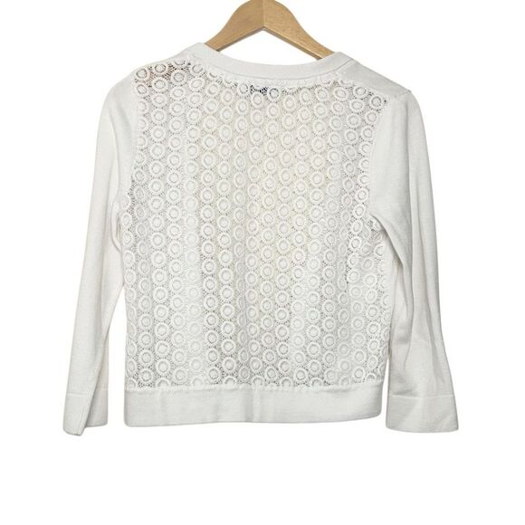 Peter Nygard Womens White Long Sleeve Cardigan Sweater Open Front Embroidered - Picture 4 of 8